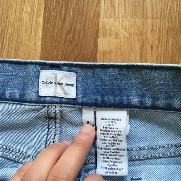 🧿 Calvin Klein Distressed Hem Denim Skirt (Juniors) - Picture 4 of 5